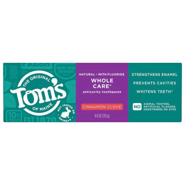 Tom's Of Maine Whole Care Cinnamon Clove Natural Toothpaste with Fluoride 4 oz Tube