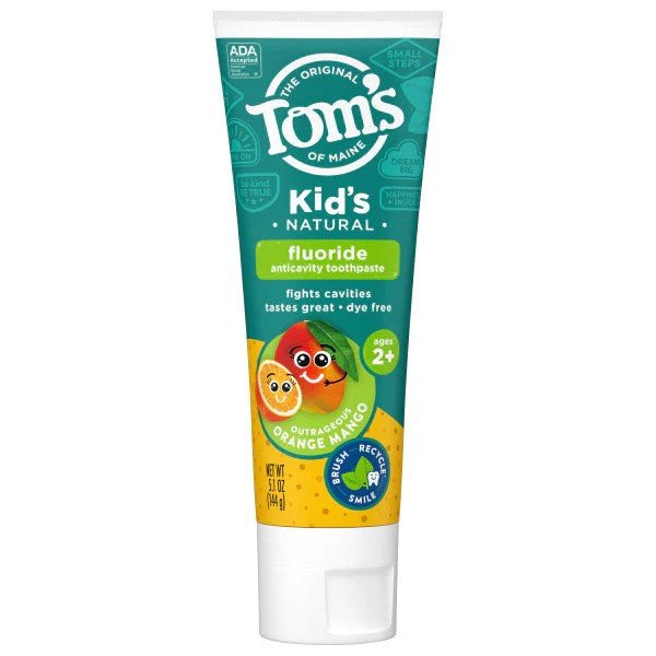 Tom's Of Maine Outrageous Orange Mango Kids Fluoride Natural Toothpaste 5.1 oz Paste