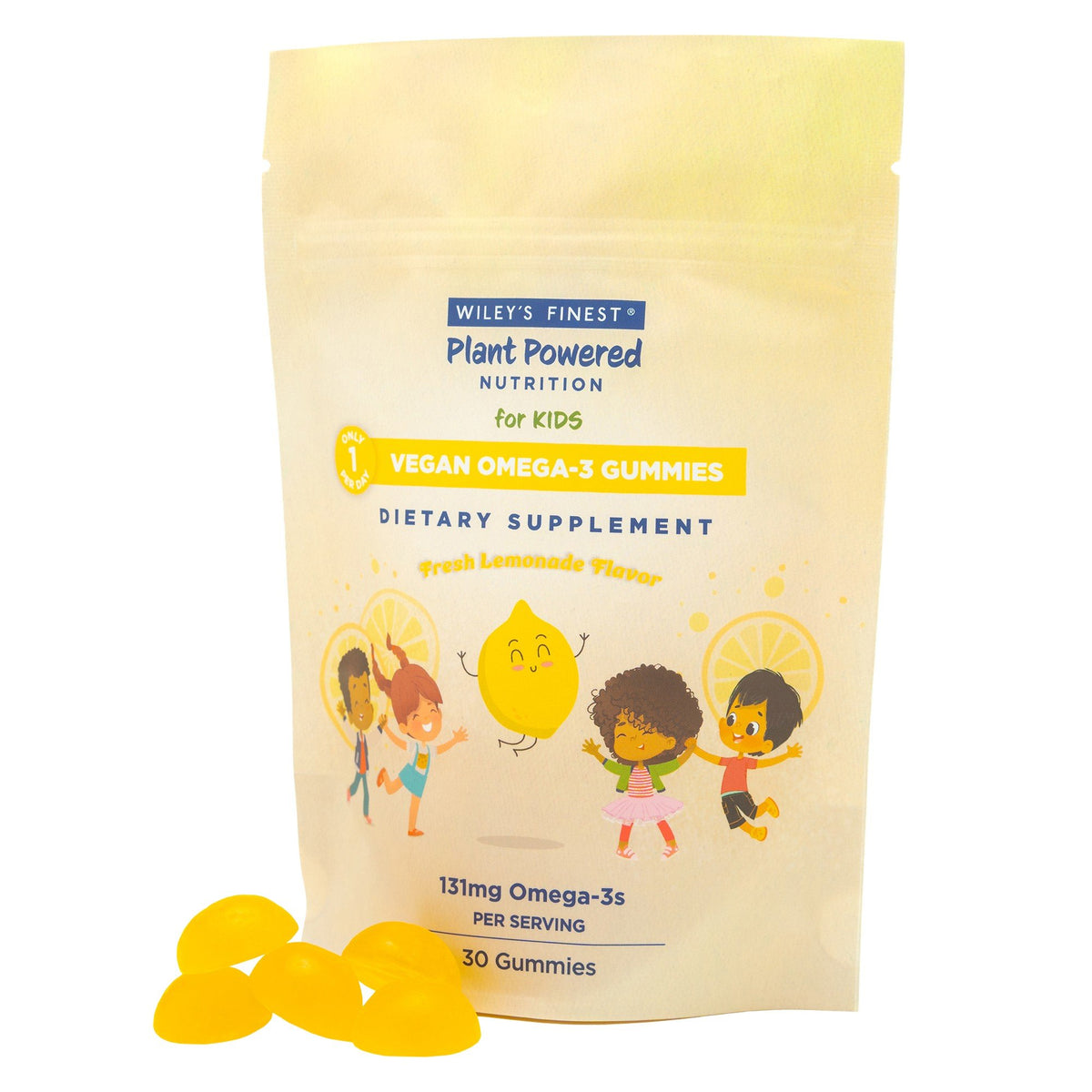 Wileys Finest Vegan Omega-3 Gummies for Kids, Fresh Lemonade 30 Gummy