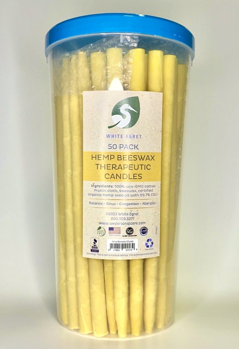 White Egret INC Hemp Beeswax Container with 50 1/2 Inch 50 Pack