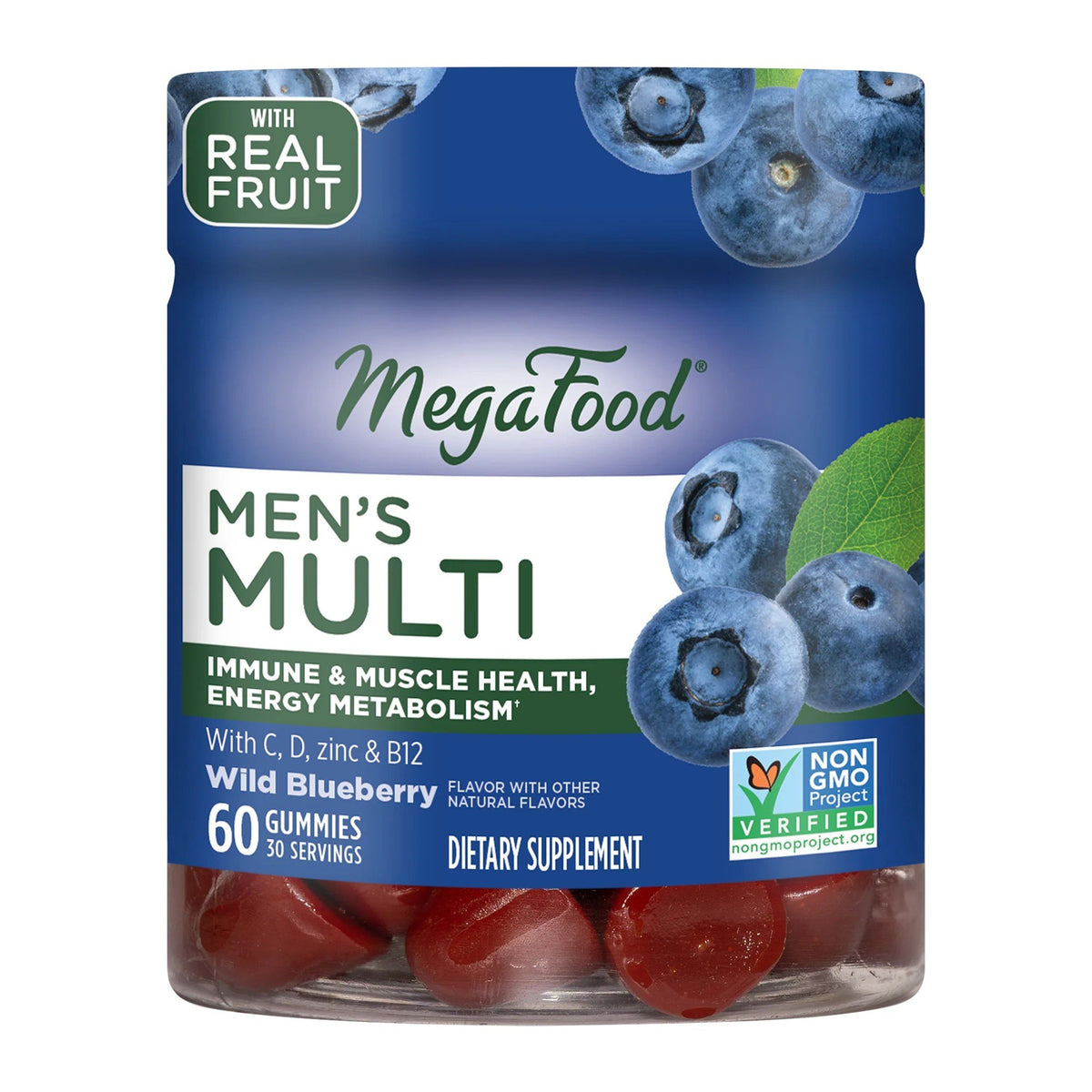 MegaFood Men&#39;s Multi Gummies Wild Blueberry 60 Gummy