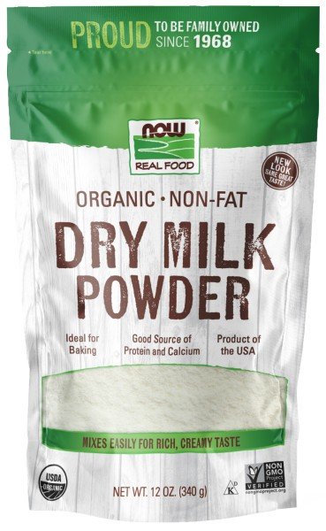 Now Foods Organic Non Fat Dry Milk 12 oz Powder