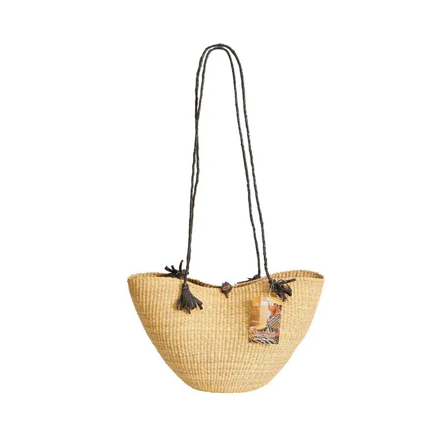 Ayya Shoulder Grass Bag, Natural 12&quot; x 10&quot; x 9&quot; 1 Basket