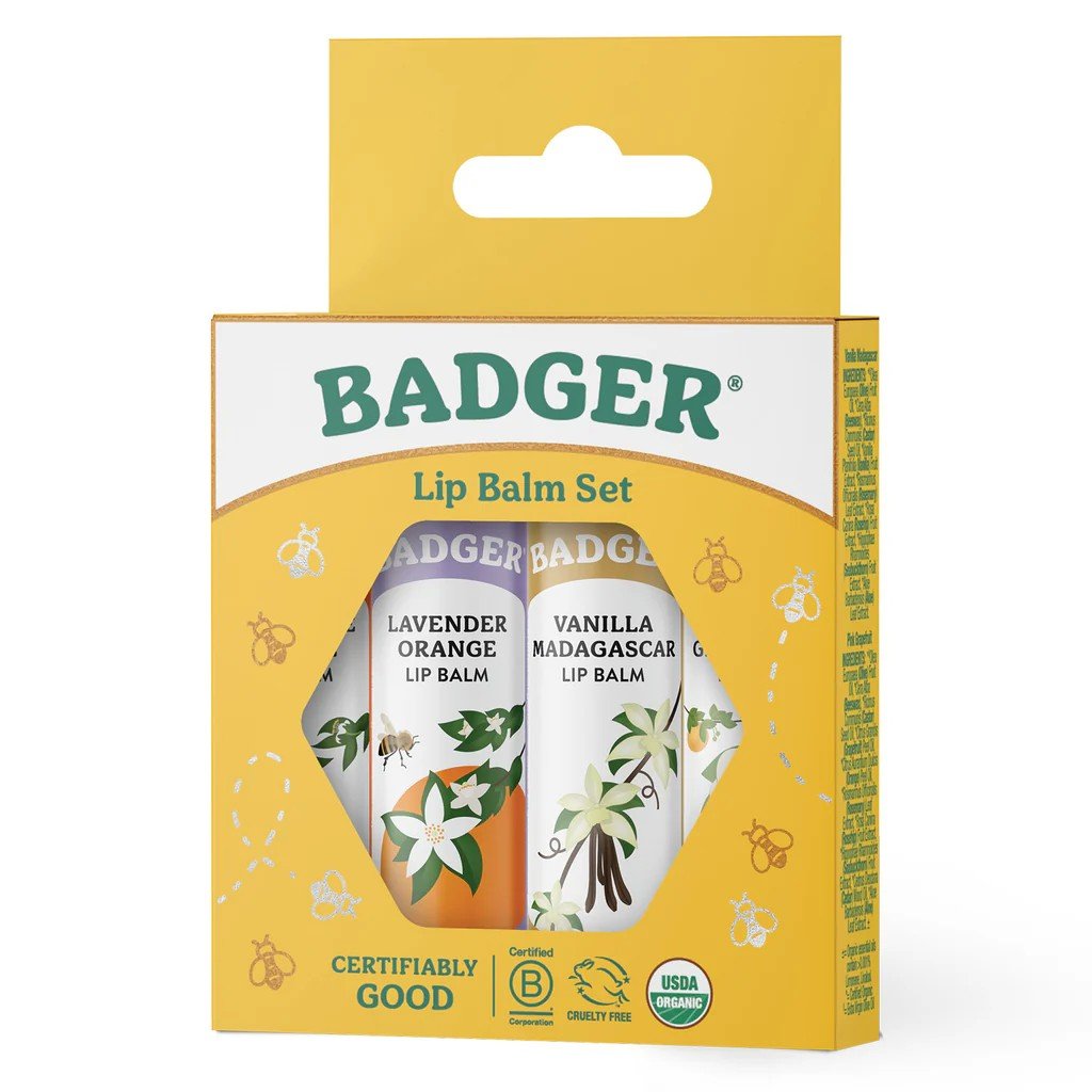 Badger Classic Lip Balm 4-Pack - Gold Box 4 PK Box