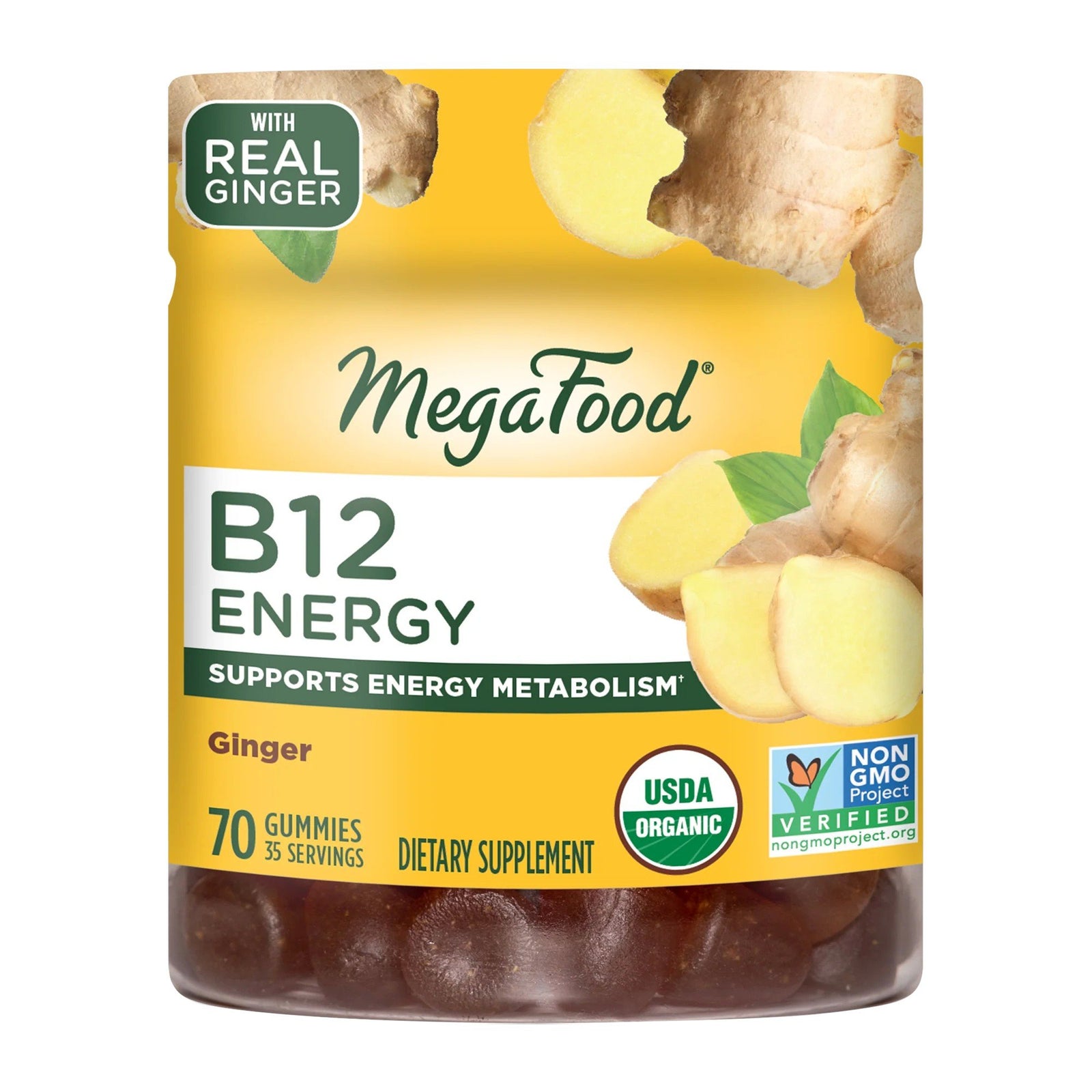 MegaFood B12 Energy Gummies Ginger 70 Gummy