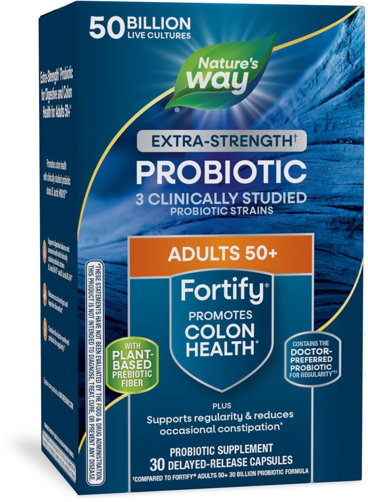 Nature&#39;s Way Fortify Extra Strength Age 50+ Probiotic 50 Billion 30 VegCap