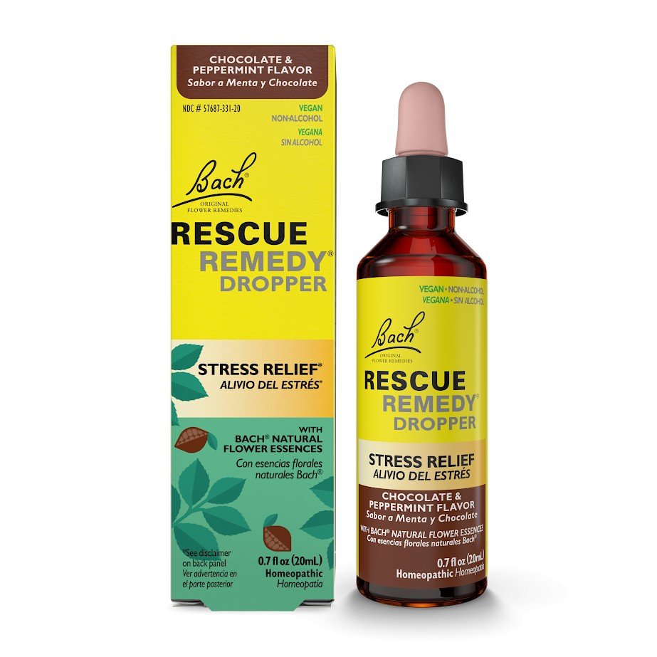 Bach Rescue Remedy Stress Relief - Chocolate &amp; Peppermint - Non-Alcohol - Dropper 20 mL(0.7 fl oz) Liquid