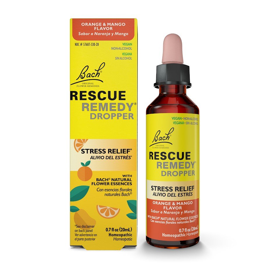 Bach Rescue Remedy Stress Relief - Orange &amp; Mango - Non-Alcohol - Dropper 20 mL(0.7 fl oz) Liquid