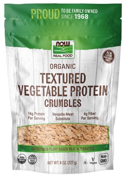 Now Foods Organic Textured Vegetable Protein Crumbles 8 oz Crumbles