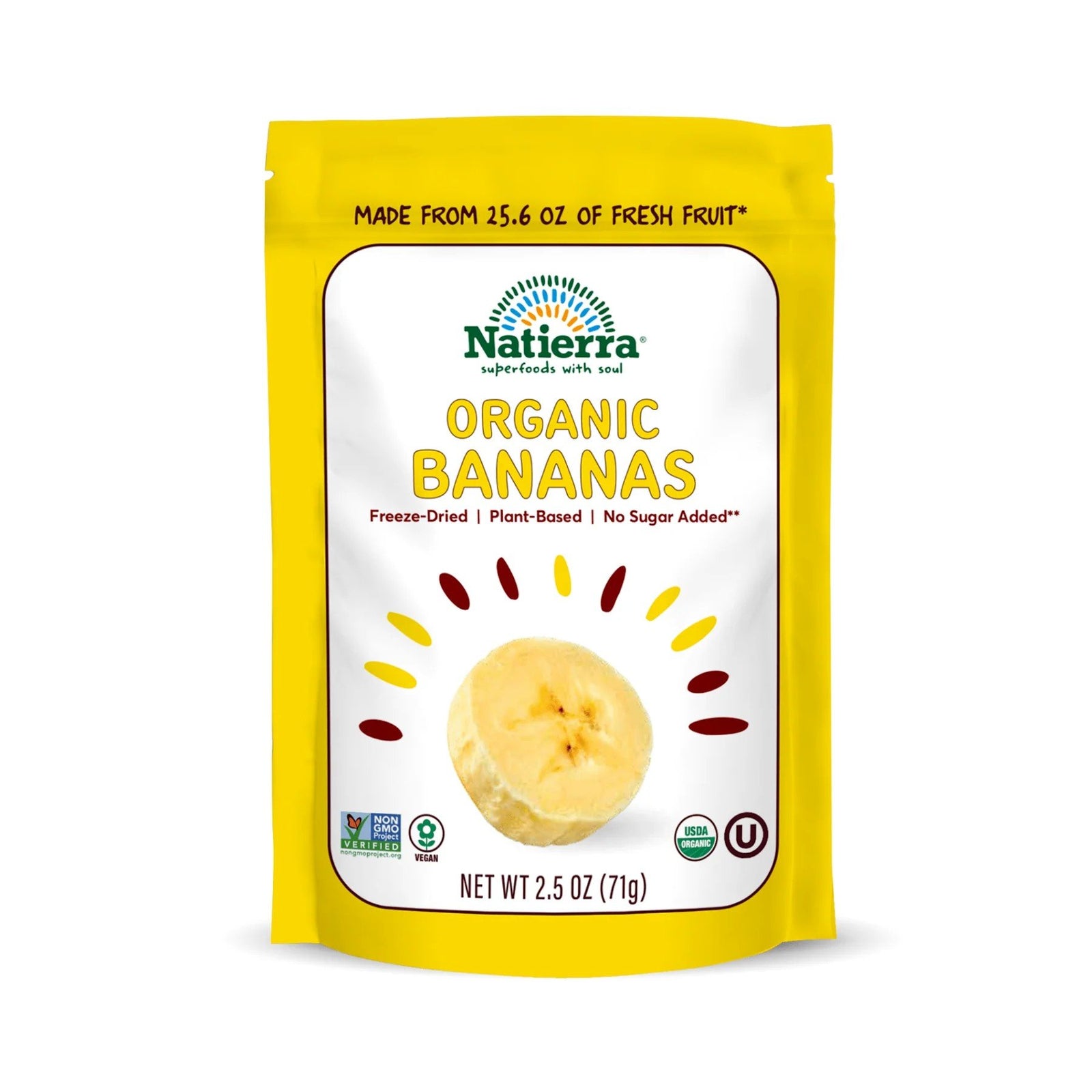 Natierra Organic Freeze-Dried Bananas 2.5 oz Bag