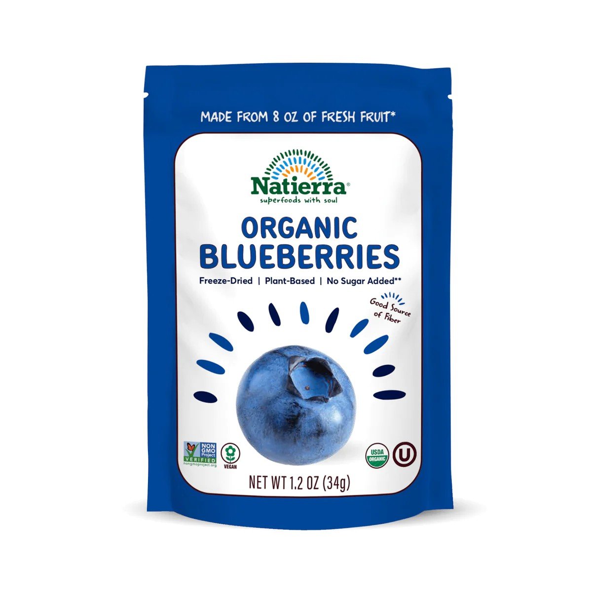 Natierra Organic Freeze-Dried Blueberries 1.2 oz Bag