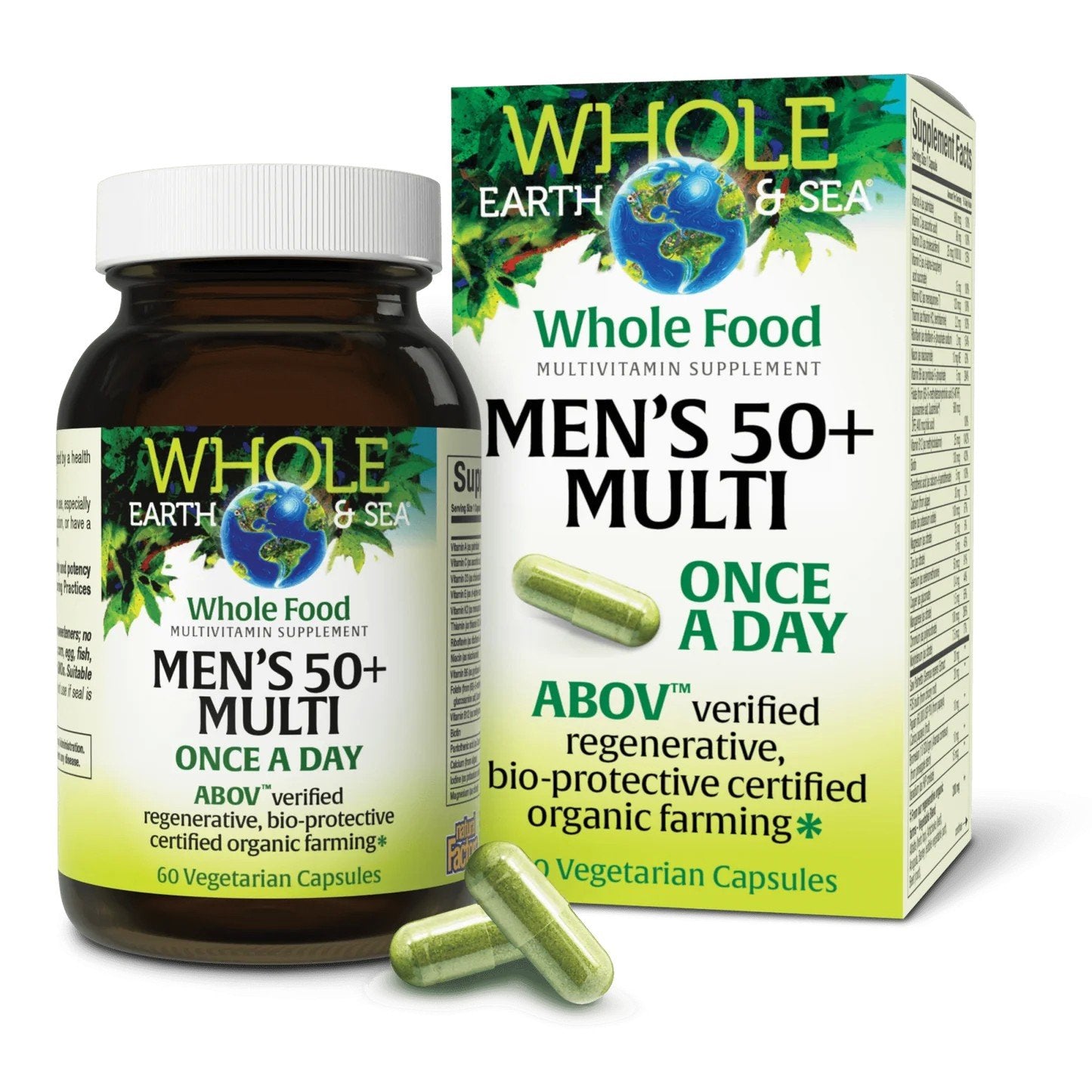 Natural Factors Whole Earth & Sea Mens 50+ Once a Day Multivitamin & Mineral 60 VegCap