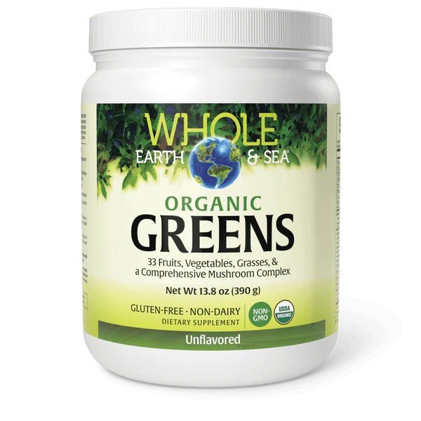 Natural Factors Whole Earth &amp; Sea Fermented Greens - Organic Unflavored 13.8 oz Powder