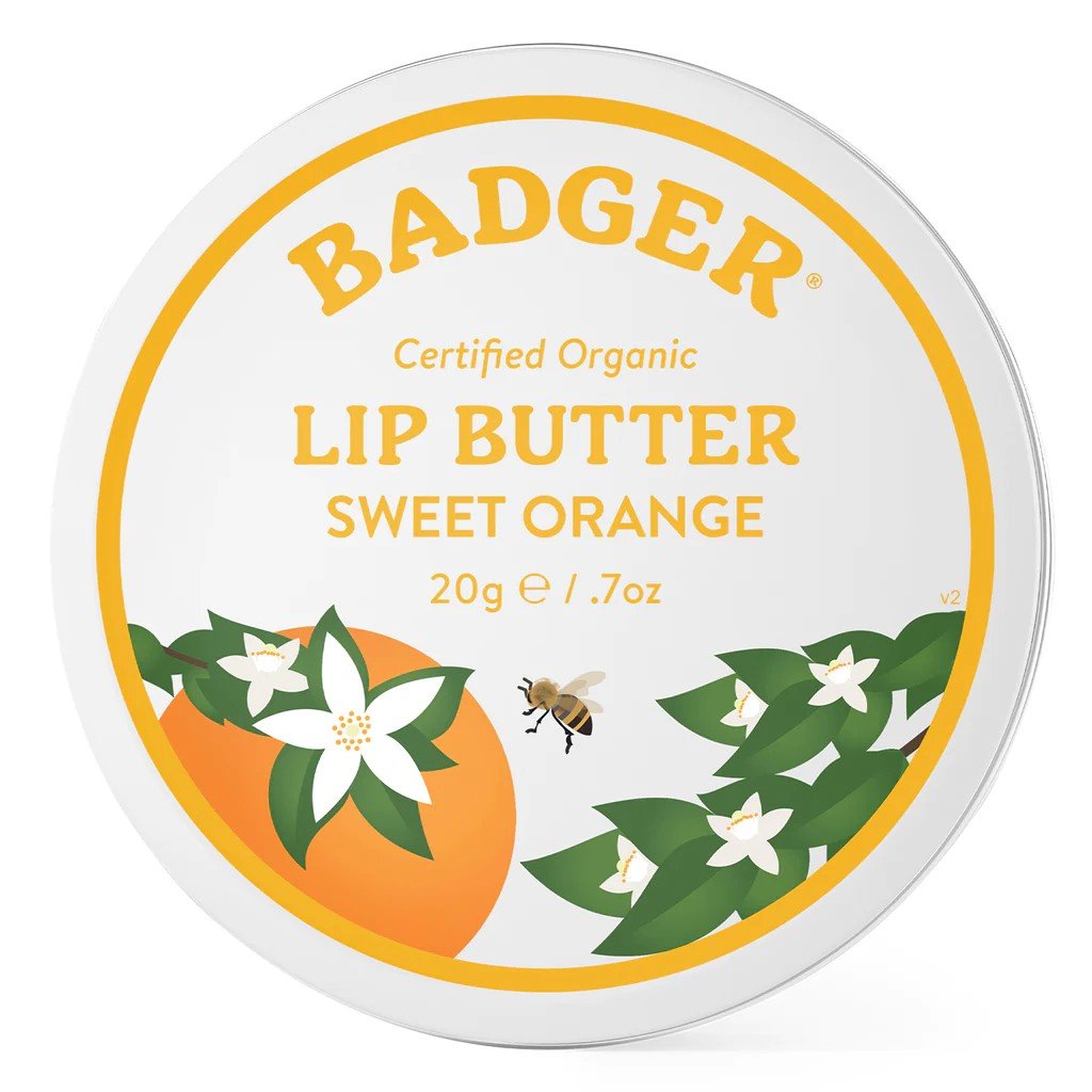 Badger Certified Organic Lip Butter Sweet Orange Tin 0.7 oz Balm