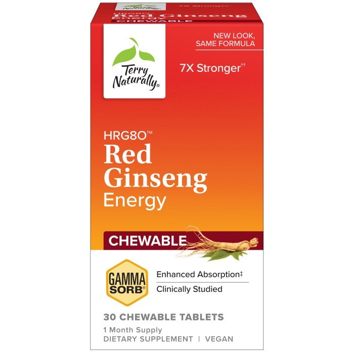 EuroPharma (Terry Naturally) Red Ginseng 30 Chewable