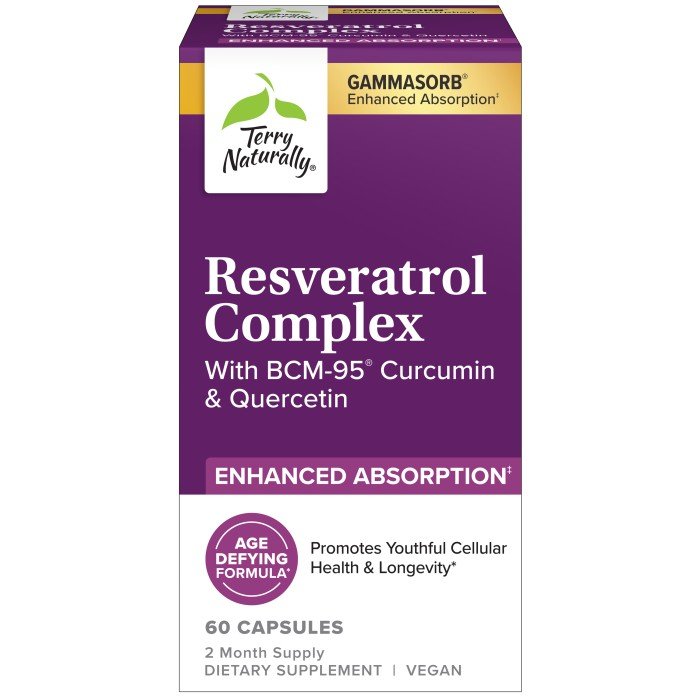 EuroPharma (Terry Naturally) Resveratrol Complex with BCM-95 Curcumin &amp; Quercetin 60 Capsule