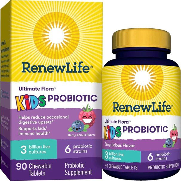 Renew Life Ultimate Flora Kids Probiotic - Berry-licious Flavor 90 Chewable Tablet
