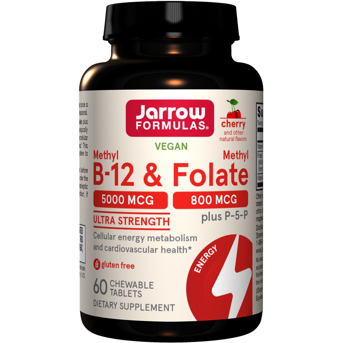 Jarrow Formulas Methyl B-12 &amp; Methyl Folate Cherry 60 Tablet