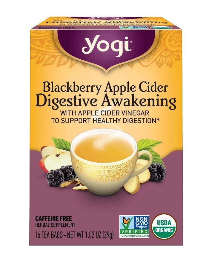 Yogi Teas Blackberry Apple Cider Digestive Awakening Tea 16 Bags Box