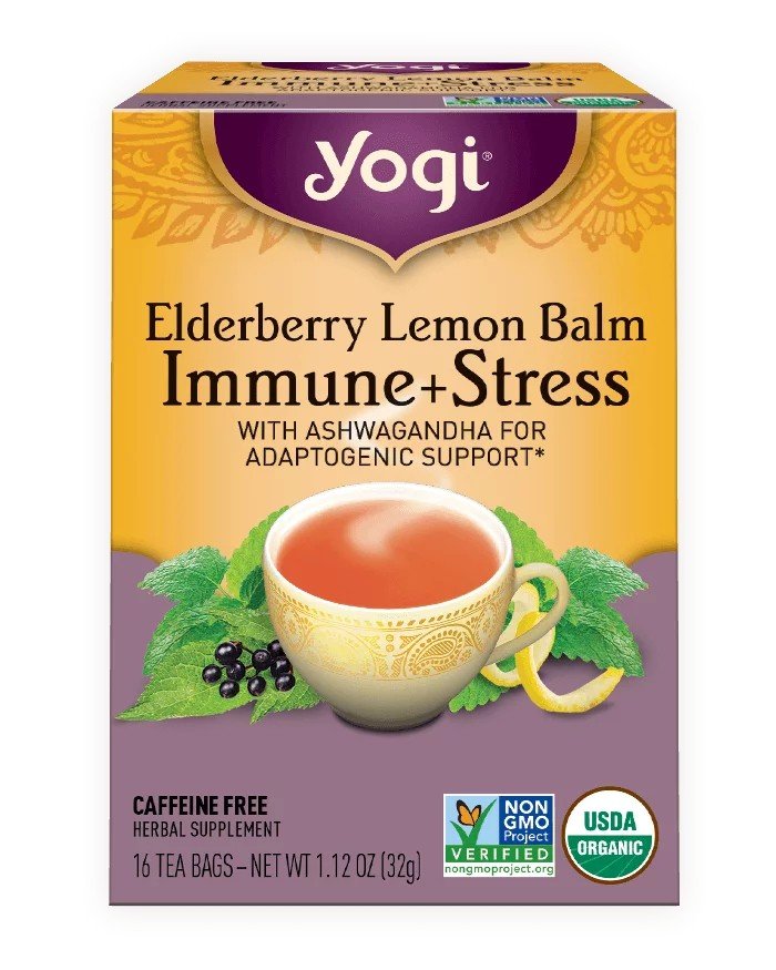 Yogi Teas Elderberry Lemon Balm Immune + Stress Organic Tea 16 Bag