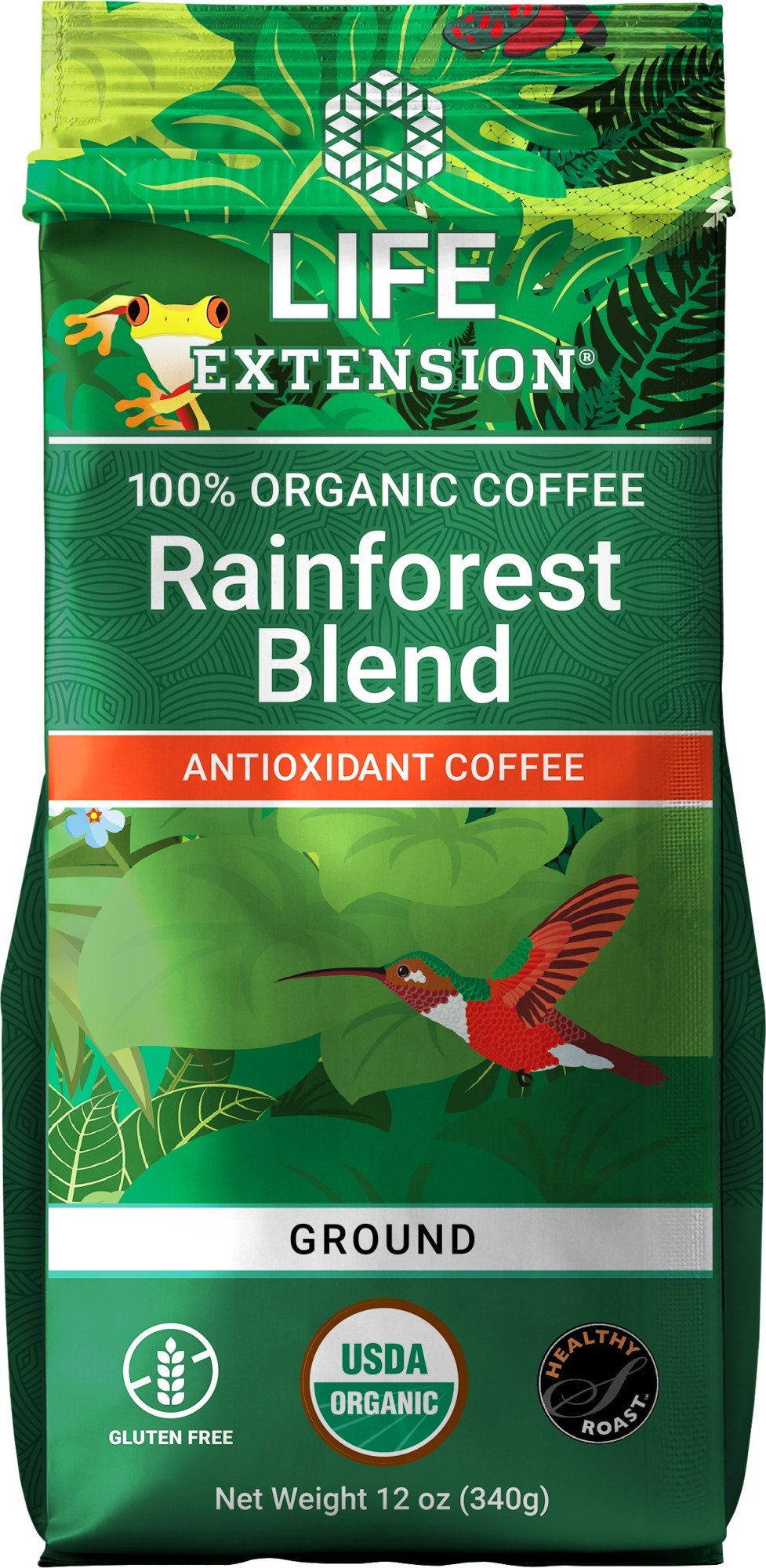 Life Extension Rainforest Blend Ground Coffee 12 oz Bag