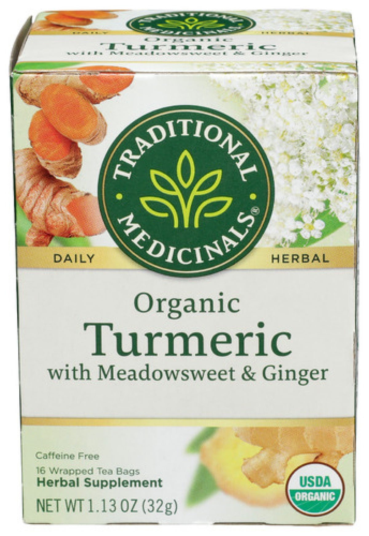 Traditional Medicinals Turmeric with Meadowsweet &amp; Ginger 16 Tea Bags Box