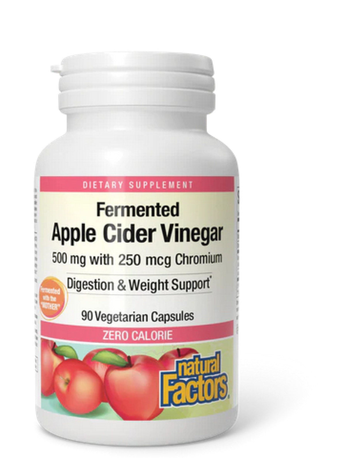 Natural Factors Apple Cider Vinegar 500 mg with 250 mcg Chromium 90 VegCap