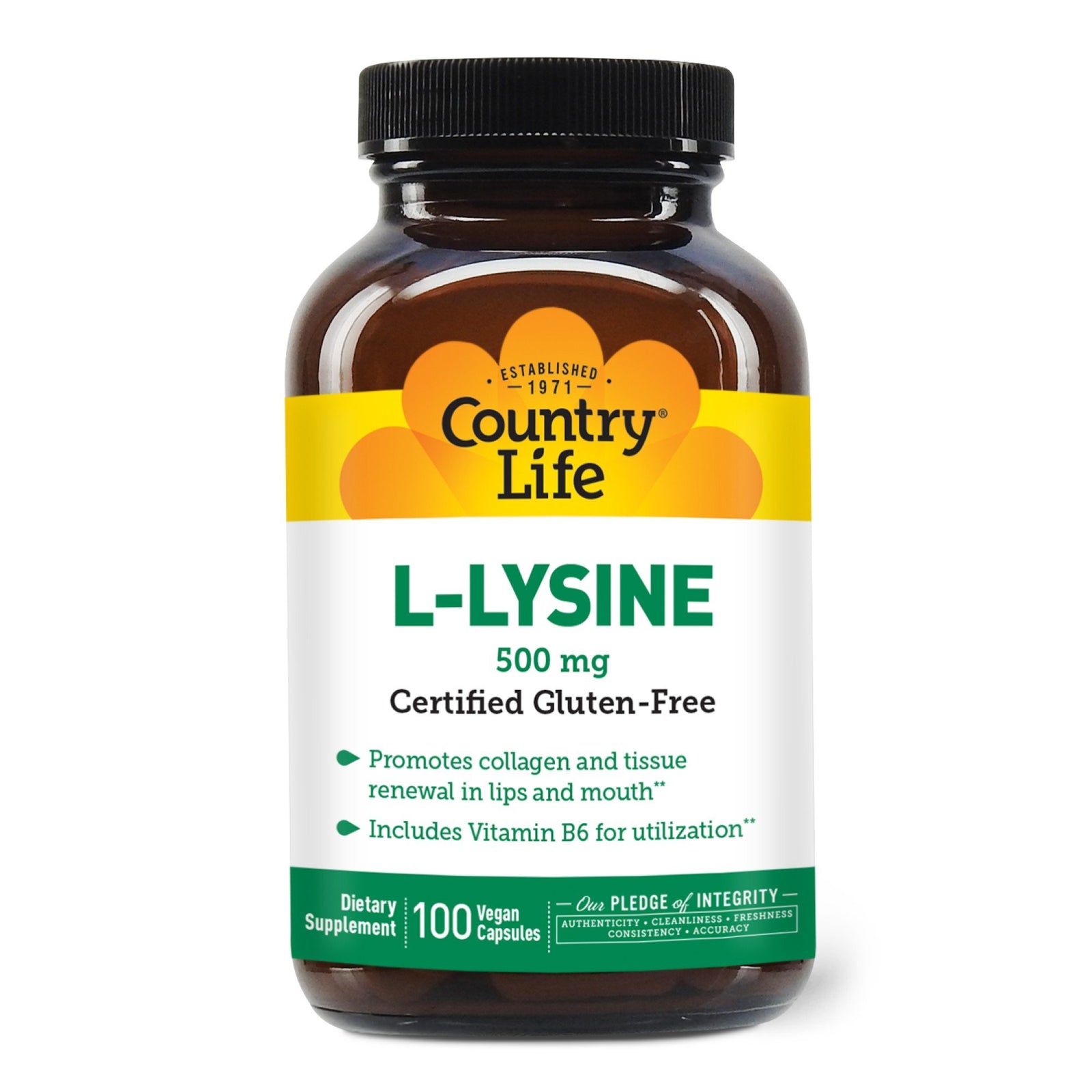 Country Life L-Lysine 500mg With B6 100 VegCap