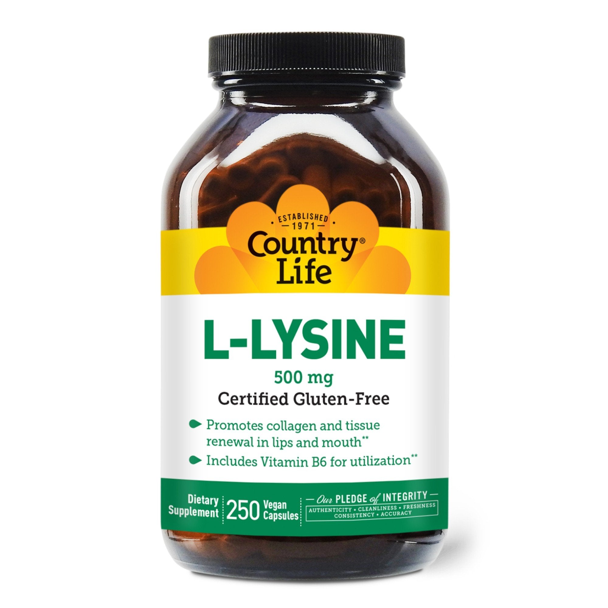 Country Life L-Lysine 500mg With B6 250 VegCap