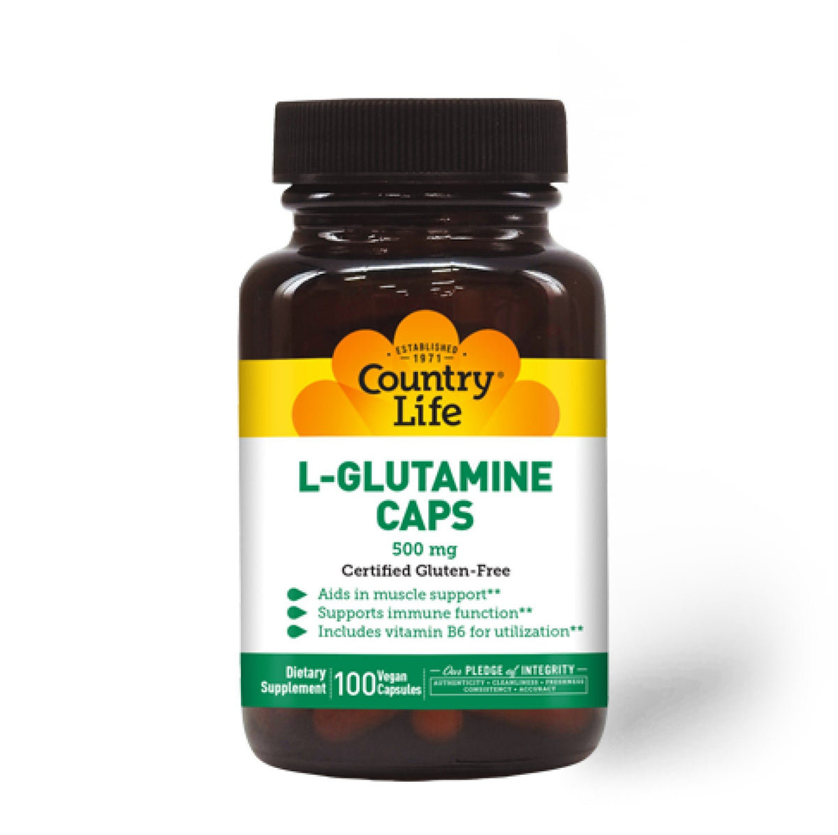 Country Life L-Glutamine 500mg With B6 100 VegCap