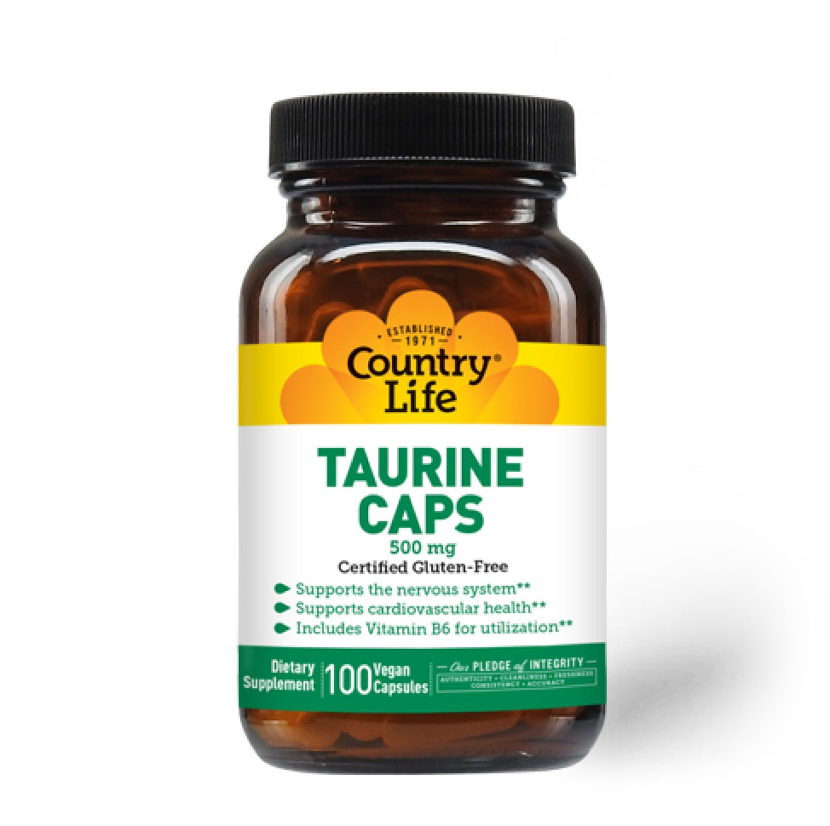 Country Life Taurine 500mg With B6 100 VegCap