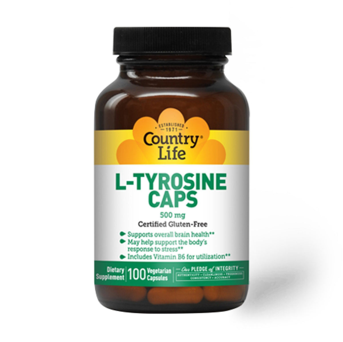 Country Life L-Tyrosine 500mg With B6 100 VegCap