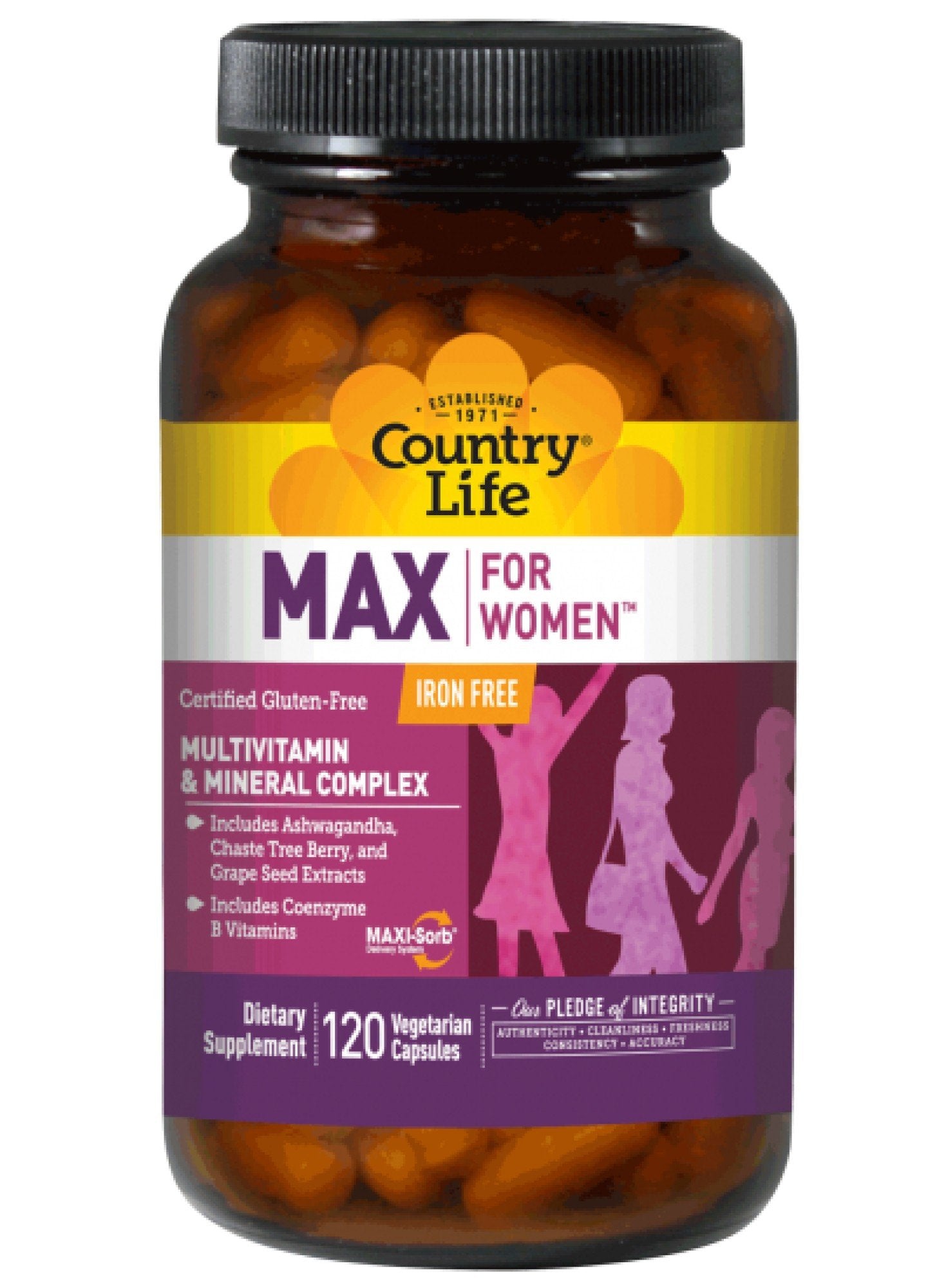 Country Life Max for Women Iron Free 120 VegCap