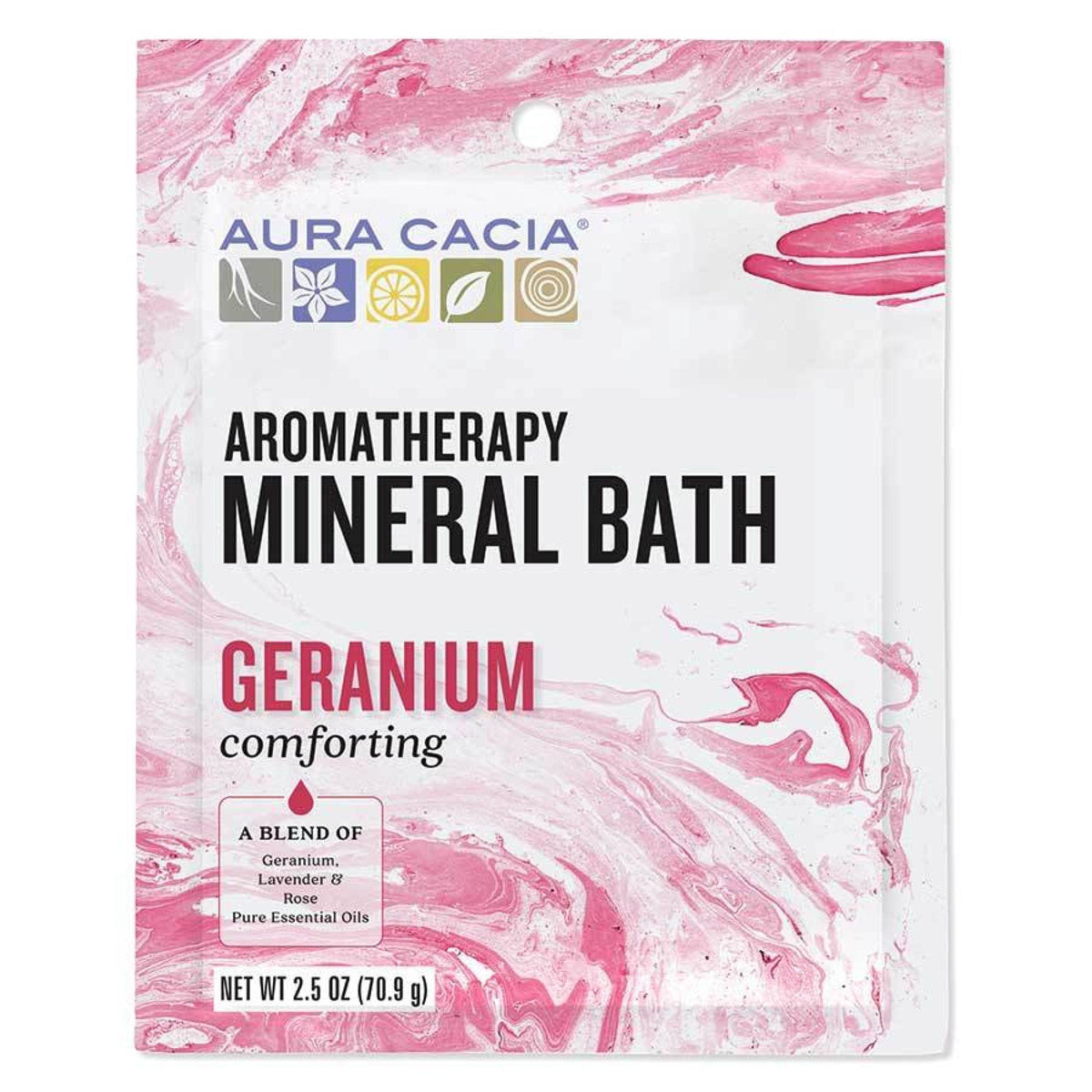 Aura Cacia Mineral Bath-Comforting Geranium 2.5 oz Bath Salt