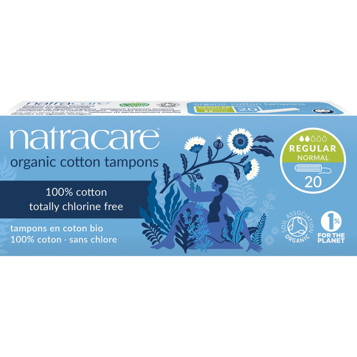 Natracare Certified Organic 100% Cotton Regular Tampons 20 Count
