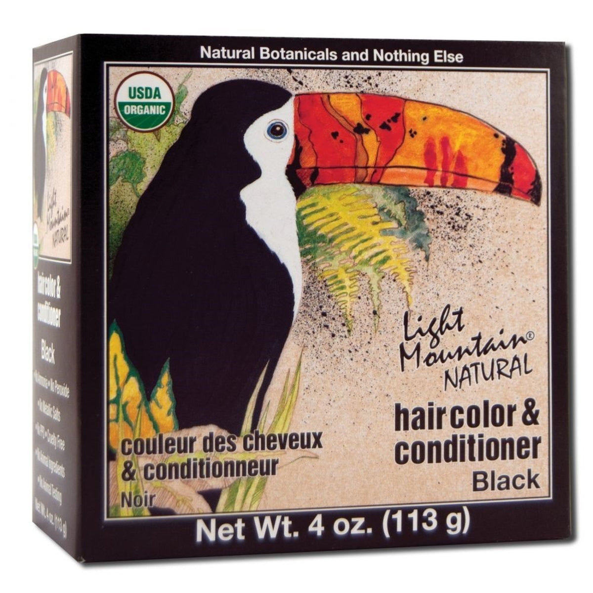 Light Mountain Hair Color &amp; Conditioner-Black 4 oz Powder