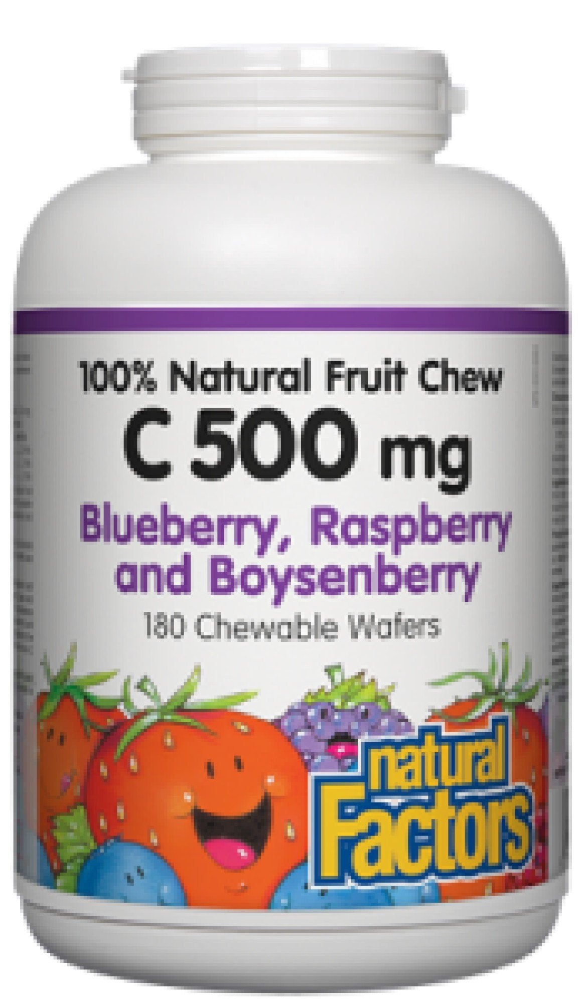 Natural Factors C 500mg Natural Fruit Chews-Blueberry, Raspberry &amp; Boysenberry 180 Chewable