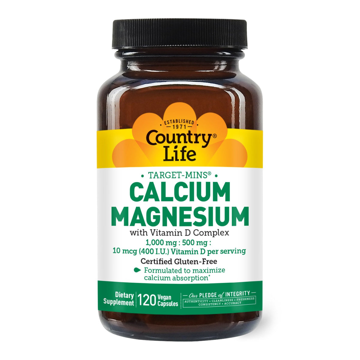 Country Life Calcium Magnesium w/Vitamin D 120 VegCap