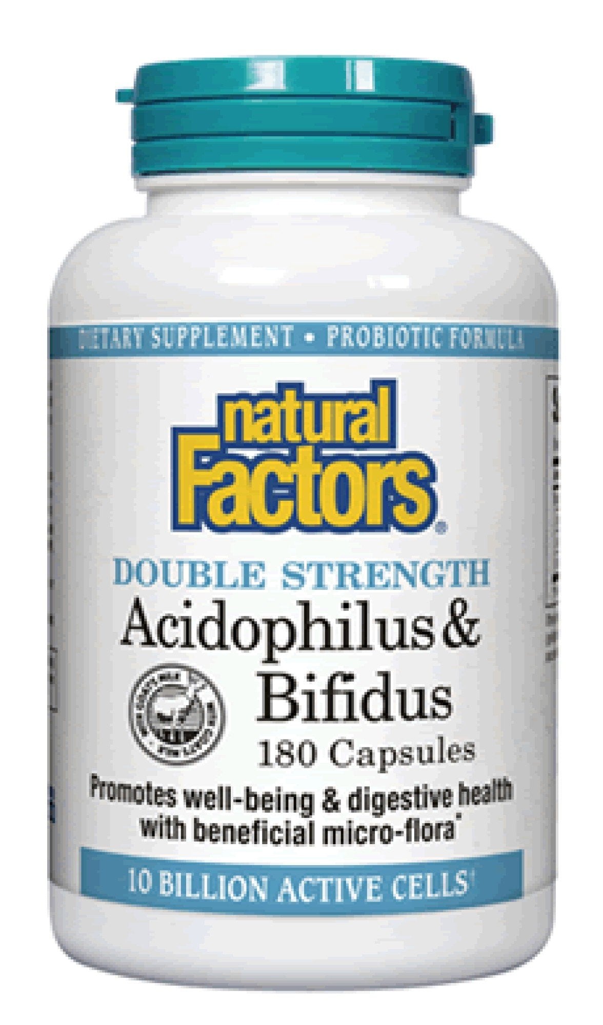 Natural Factors Acidophilus &amp; Bifidus 10 Billion Double Strength 180 Capsule