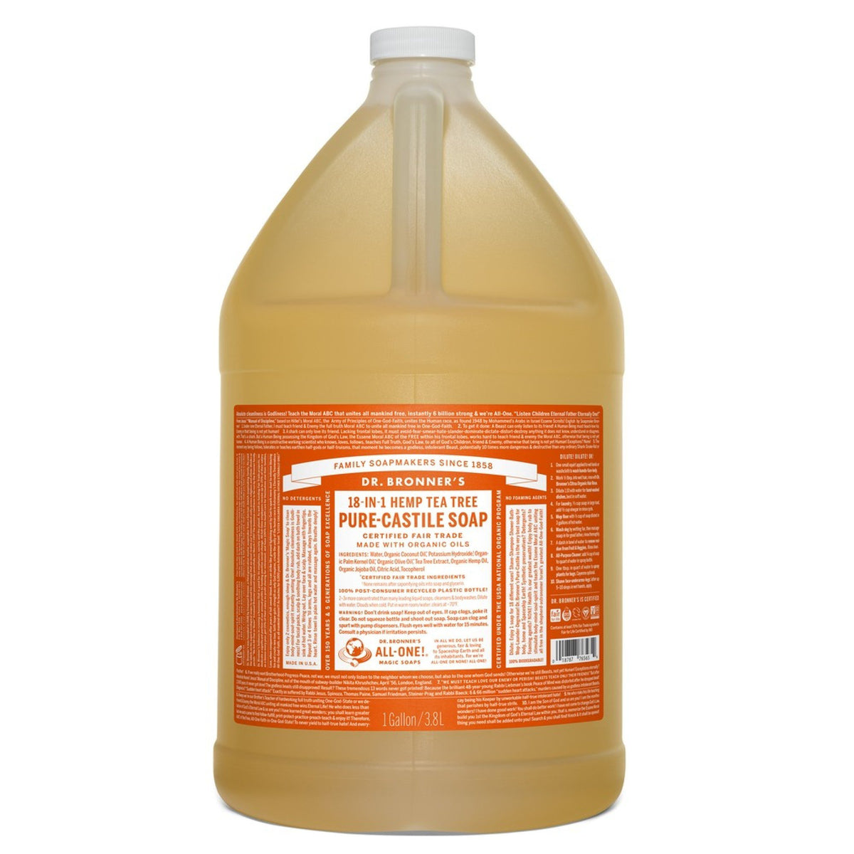 Dr. Bronner's Pure Castile Liquid Soap-Tea Tree 1 Gallon Liquid
