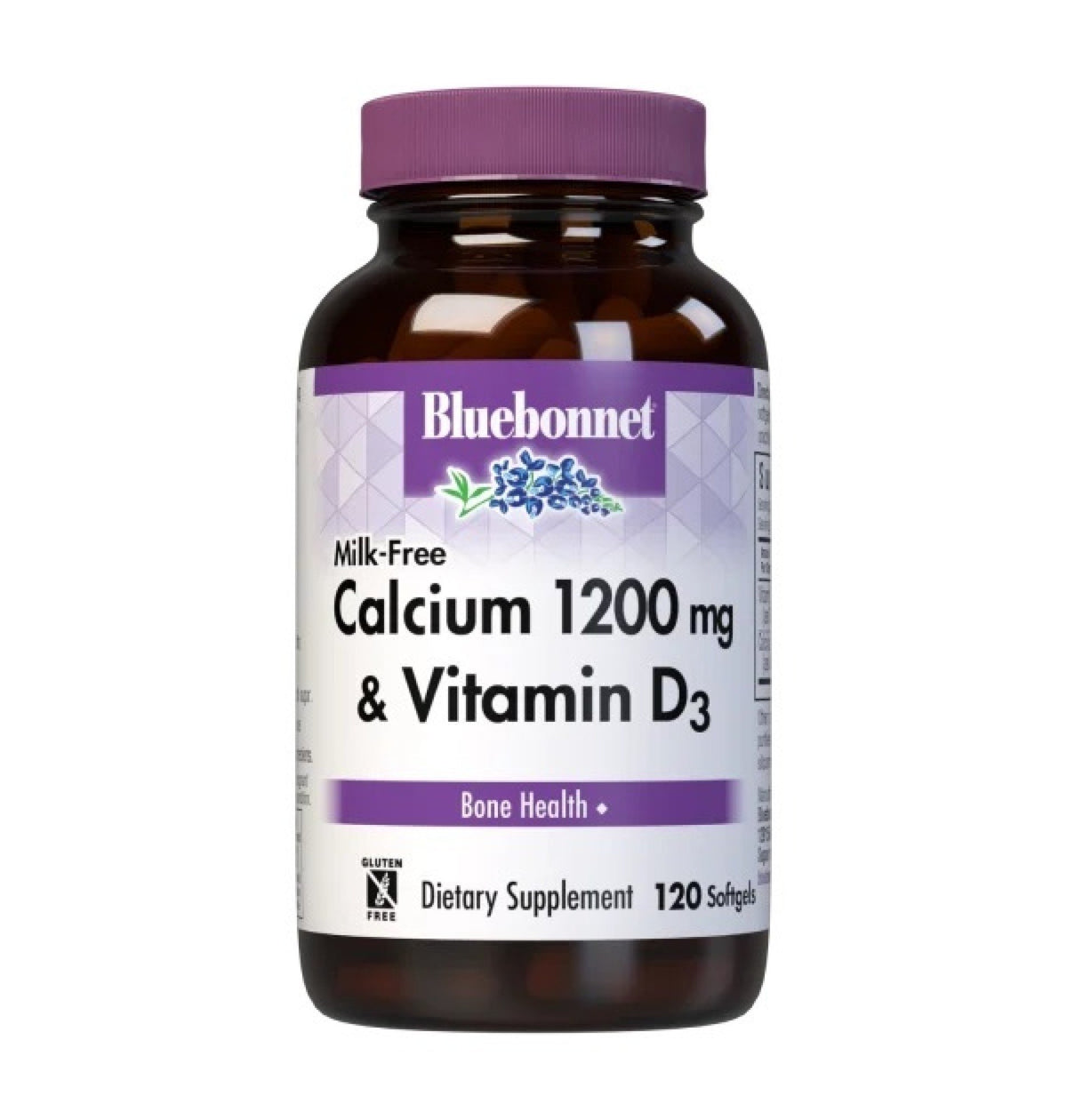 Bluebonnet Milk-Free Calcium 1200 mg &amp; Vitamin D3 120 Softgel