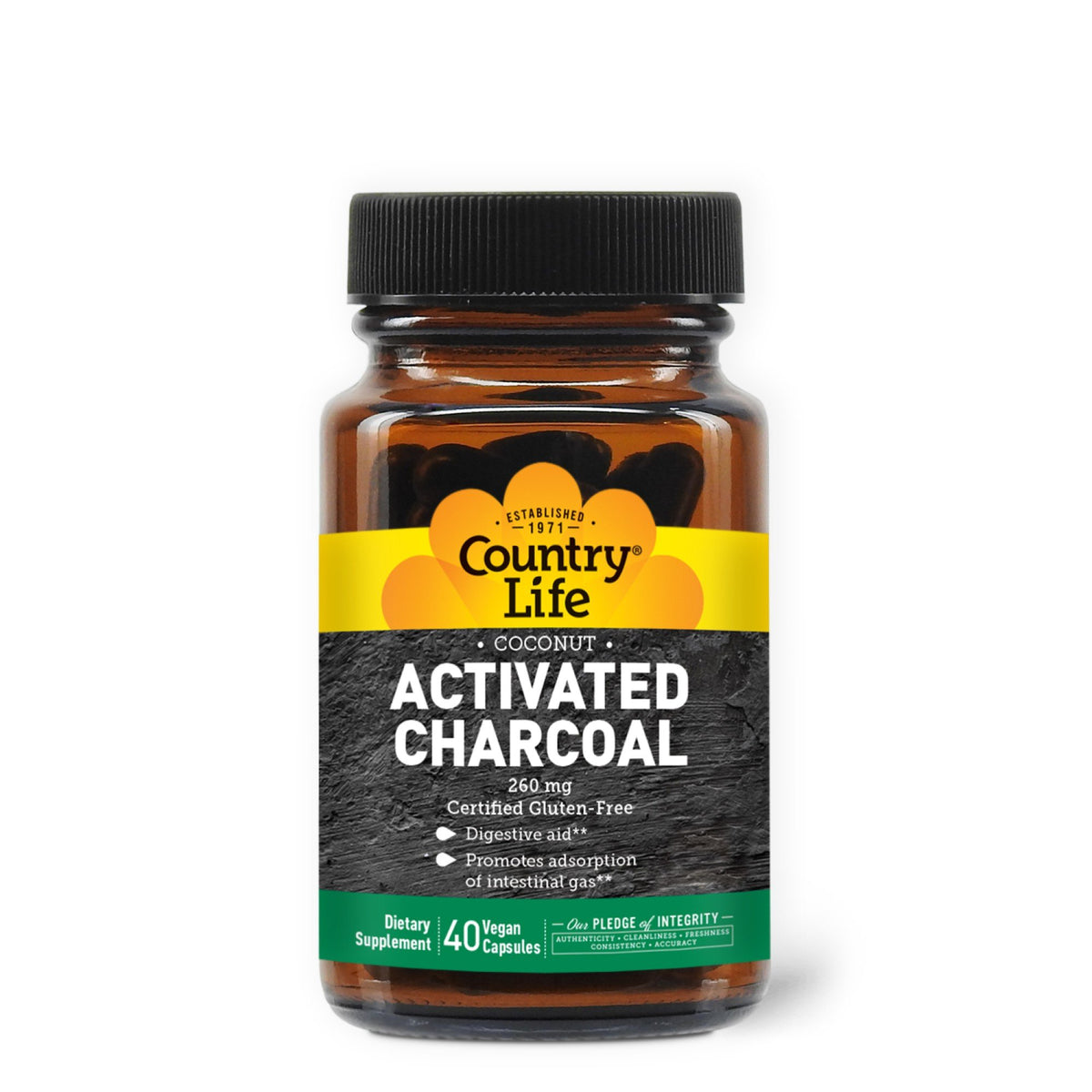 Country Life Activated Charcoal 260mg 40 VegCap