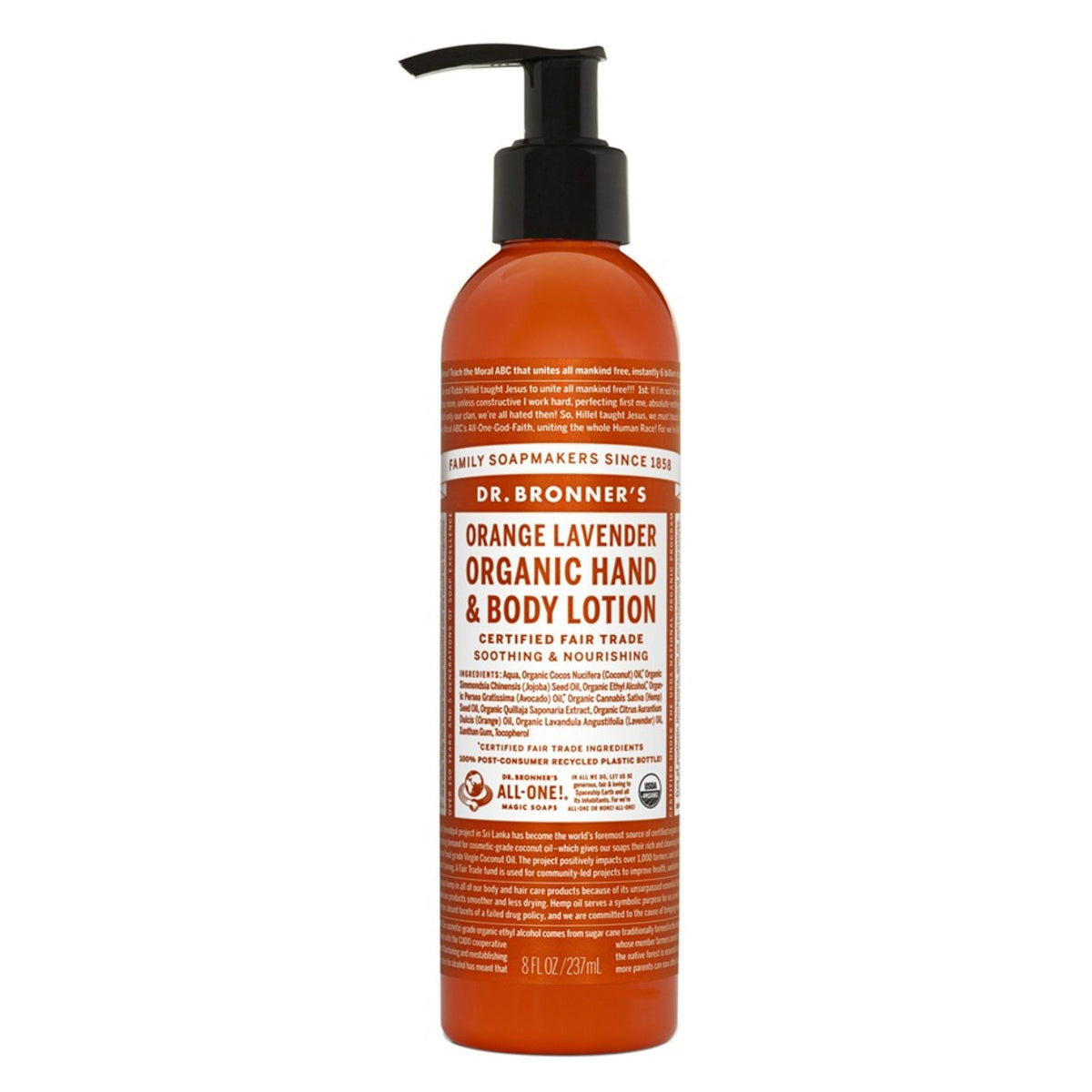 Dr. Bronner's Organic Lotion-Orange &amp; Lavender 8 oz Lotion