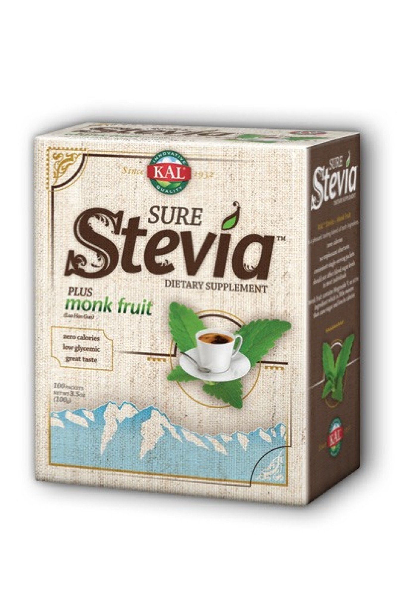 Kal Sure Stevia Plus Monk Fruit 100 Packet