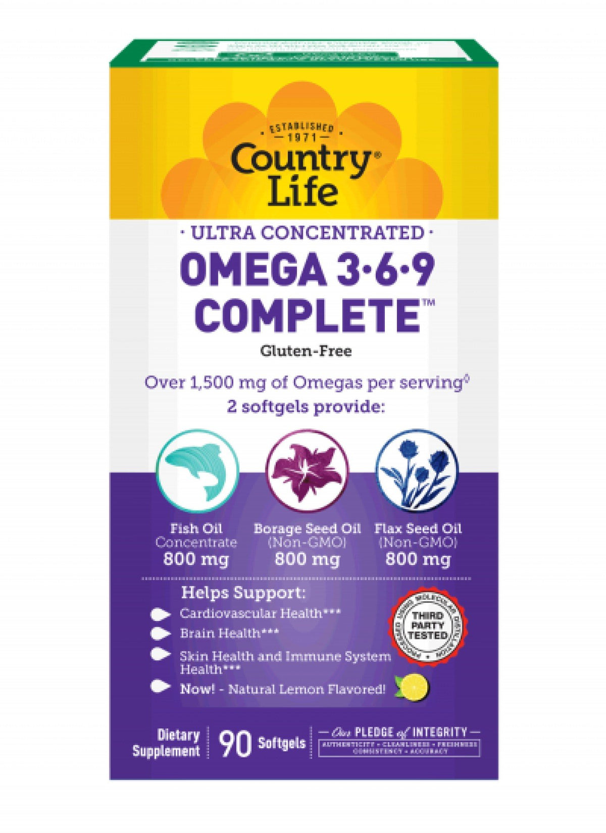 Country Life Ultra Concentrated Omega 3 6 9 90 Softgel