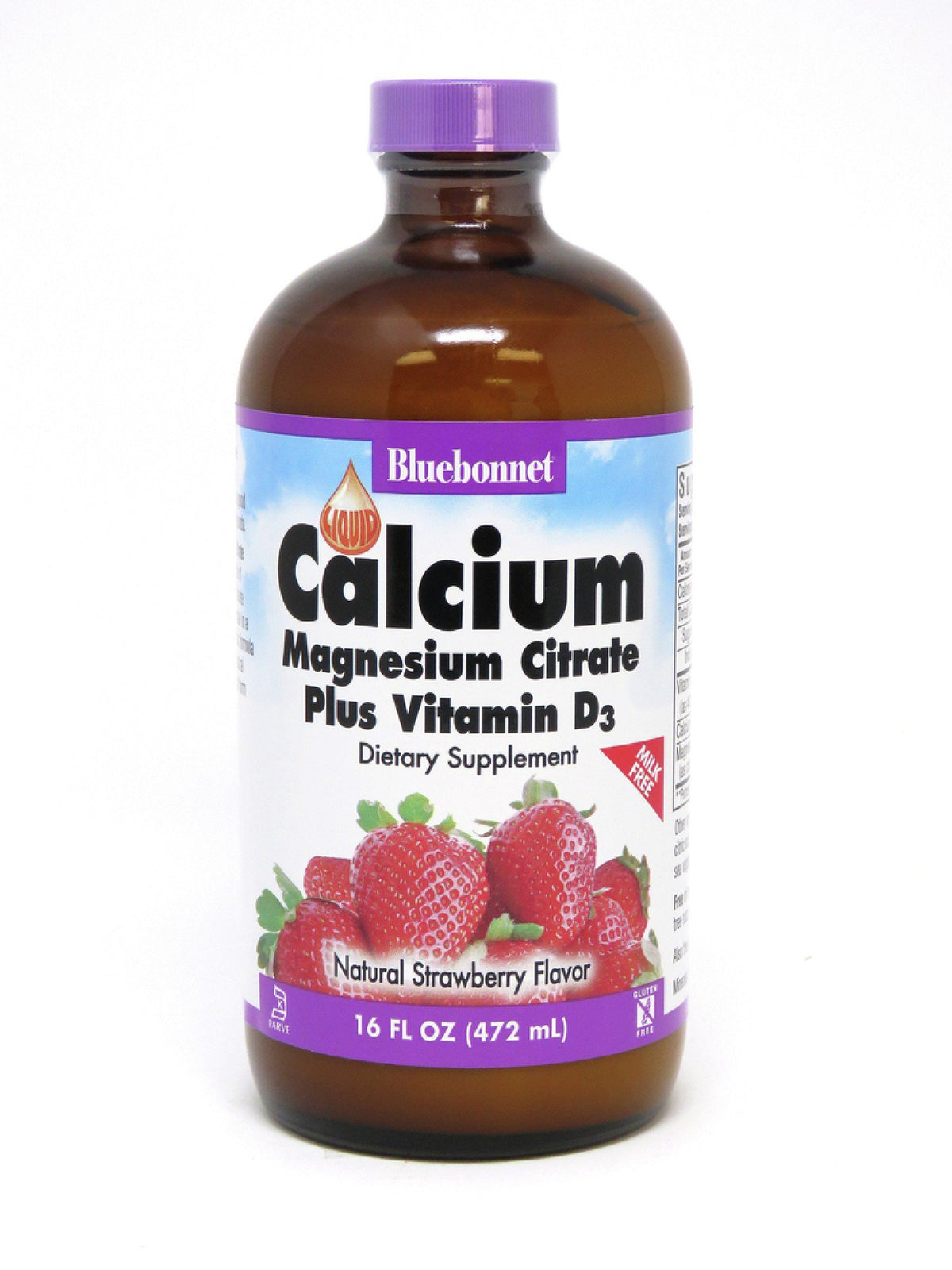 Bluebonnet Liquid Calcium Magnesium Citrate Plus Vitamin D3 Strawberry 16 oz Liquid