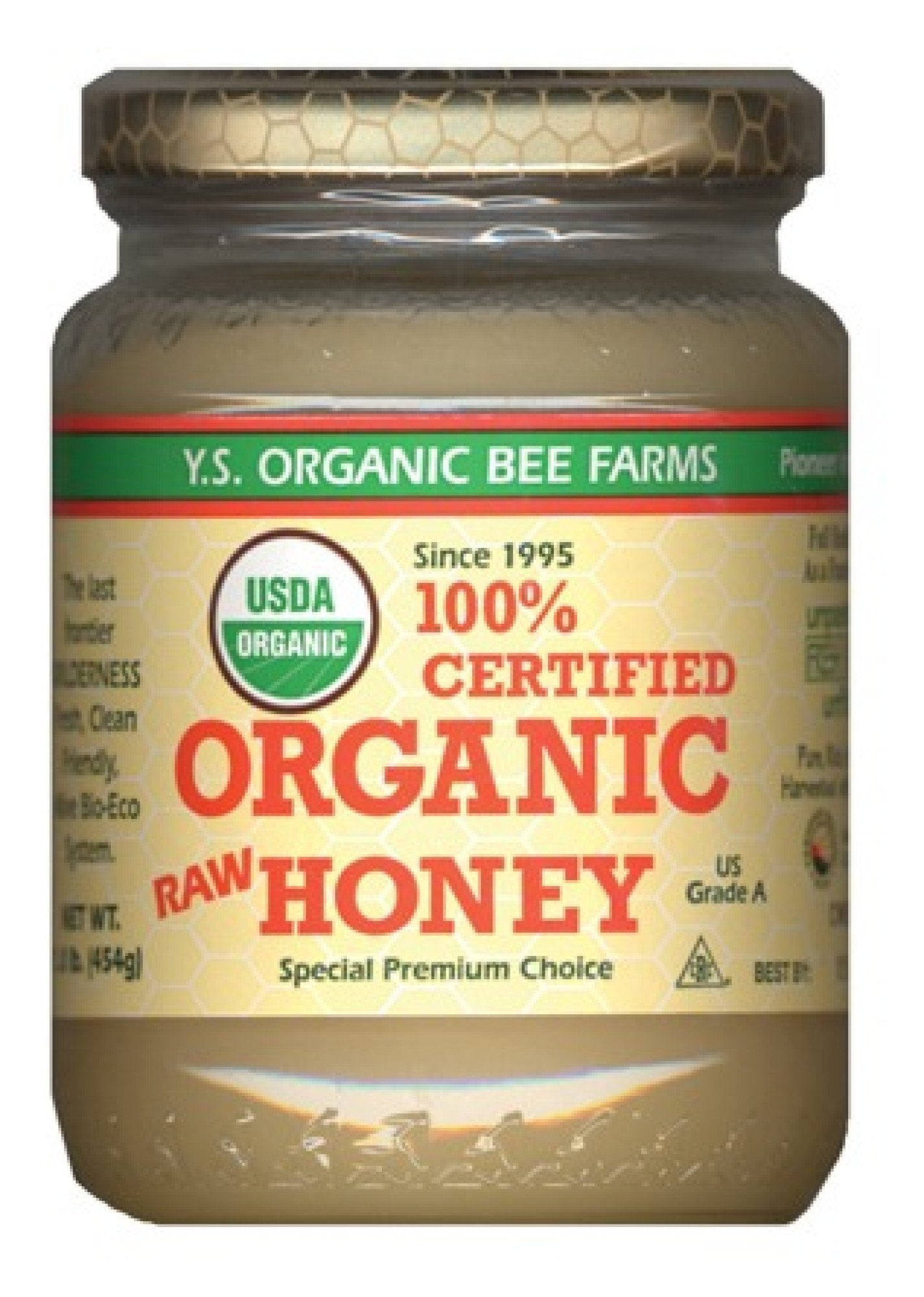 YS Organic Bee Farms Certified Organic Raw Honey 16 oz paste