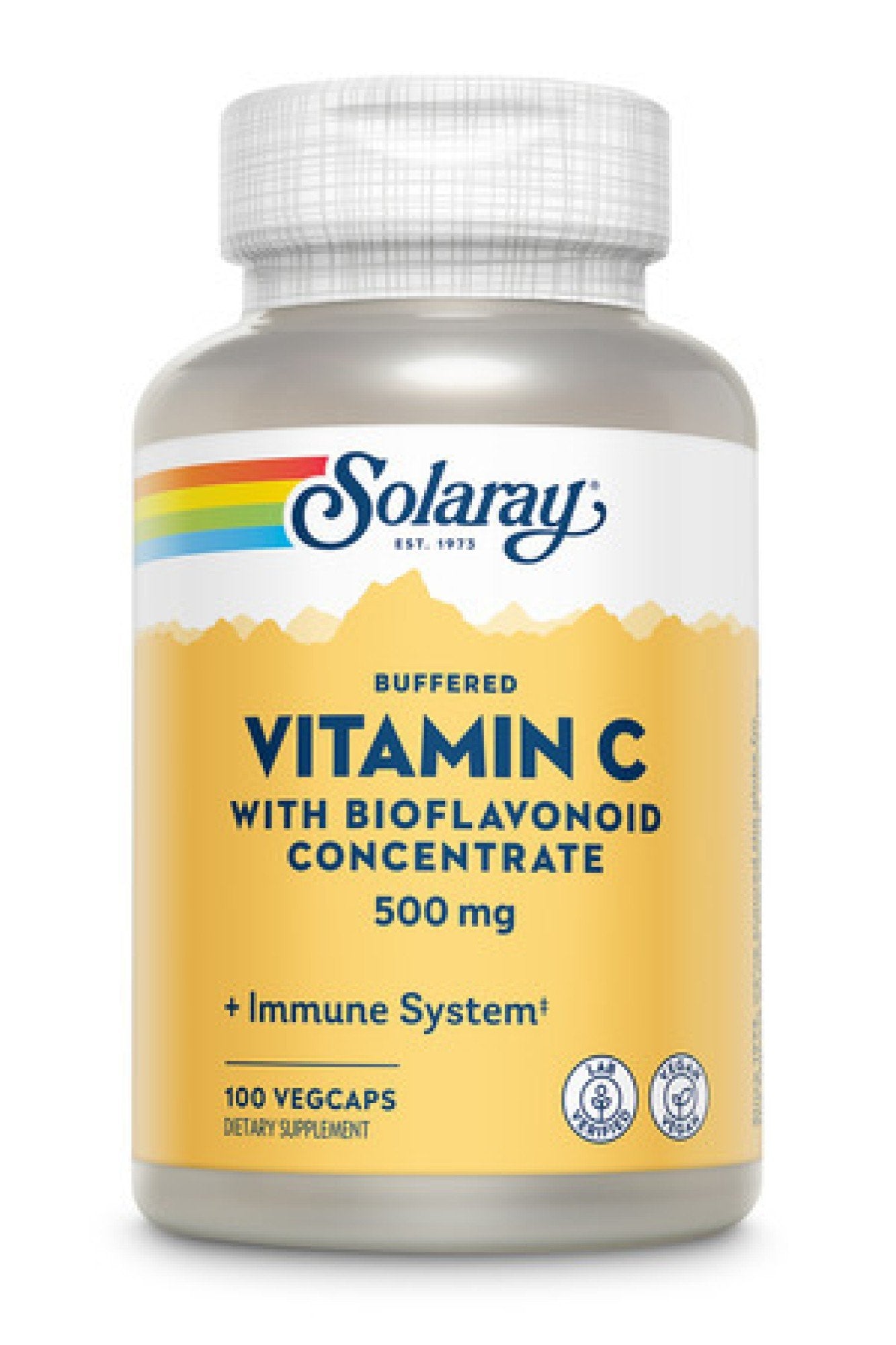 Solaray Buffered Vitamin C with Bioflavonoid Concentrate, 500 mg 100 Capsule