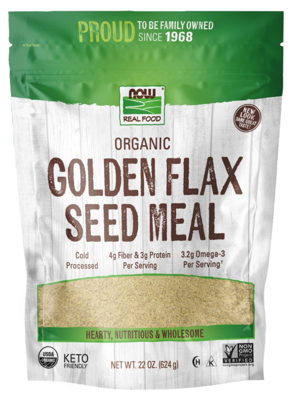 Now Foods Organic Golden Flax Meal 22 oz Powder