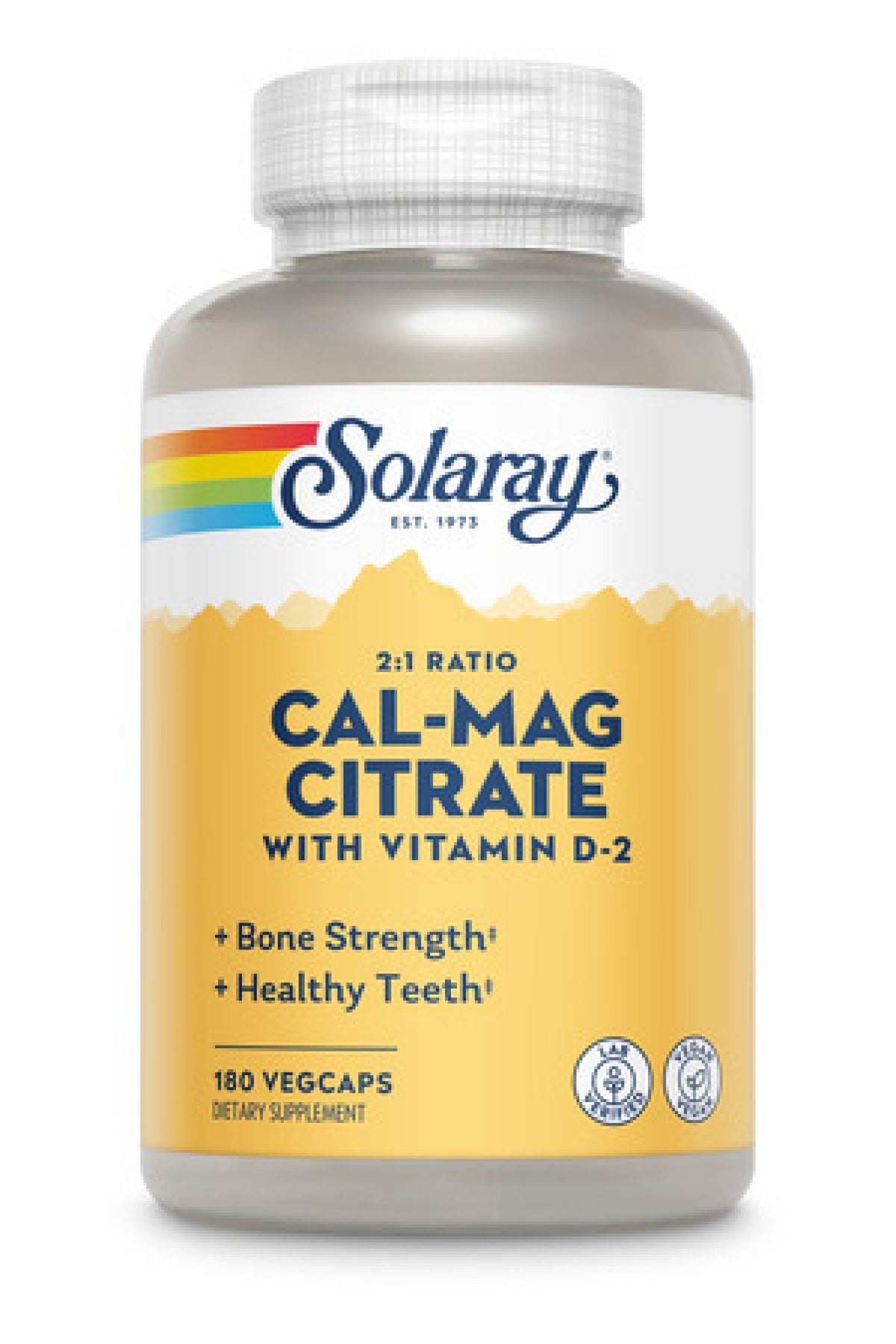 Solaray Cal-Mag Citrate 2:1 ratio with Vitamin D 2 180 VegCap